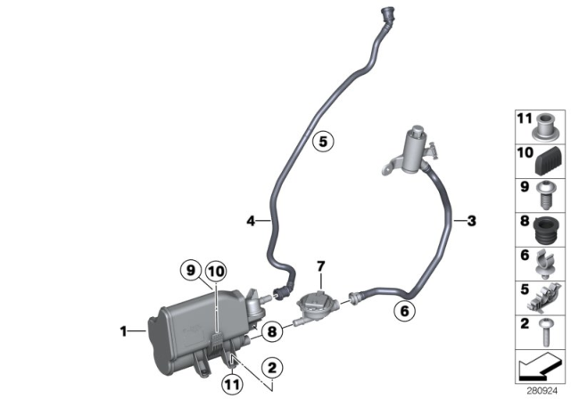 2014 BMW M235i Activated Charcoal Filter / Fuel Ventilate Diagram