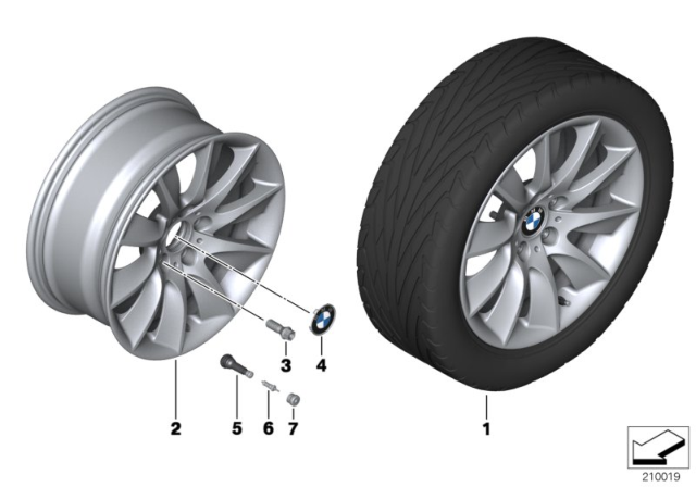 2014 BMW 535i BMW LA Wheel, Turbine Styling Diagram 1