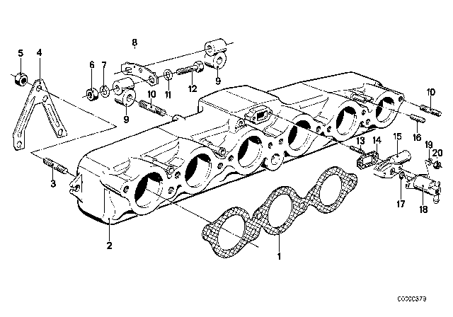 1983 BMW 733i Intake Manifold System Diagram 1