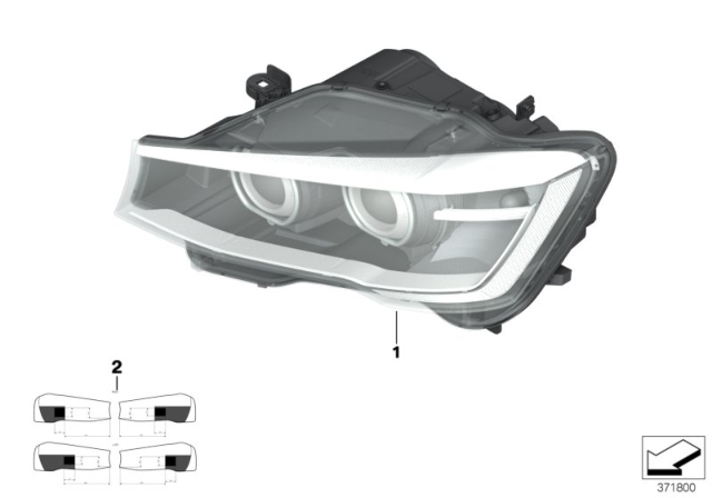 2017 BMW X3 Left Headlight Diagram for 63117401147