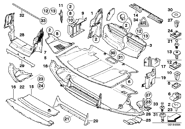 2006 BMW 550i Lateral Right Engine Compartm.Screening Diagram for 51757203964