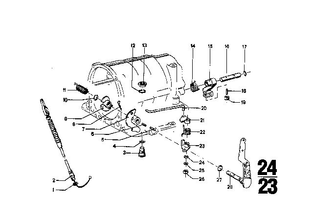1970 BMW 2500 Gear Shift / Parking Lock (ZF 3HP20) Diagram