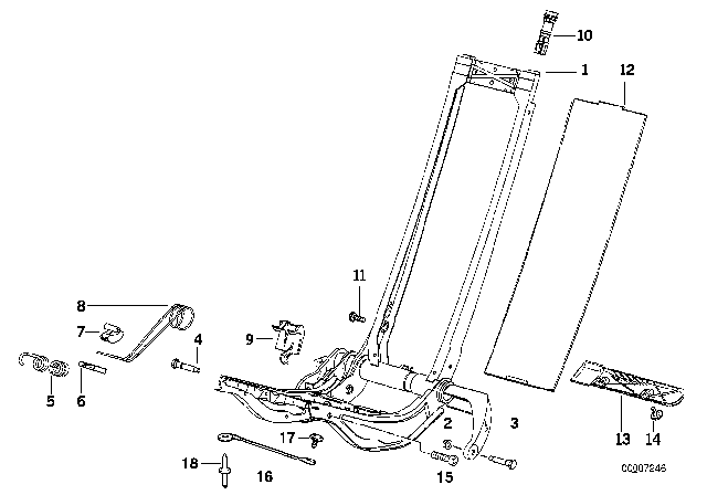 1993 BMW 318i Frame, Backrest Right Diagram for 52108130086