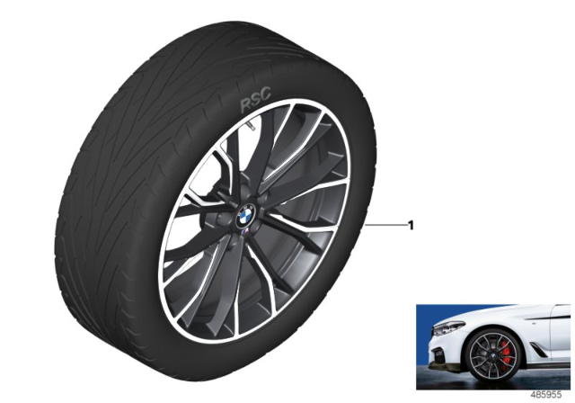 2019 BMW 540i BMW LA Wheel M Performance Double Spoke Diagram 1