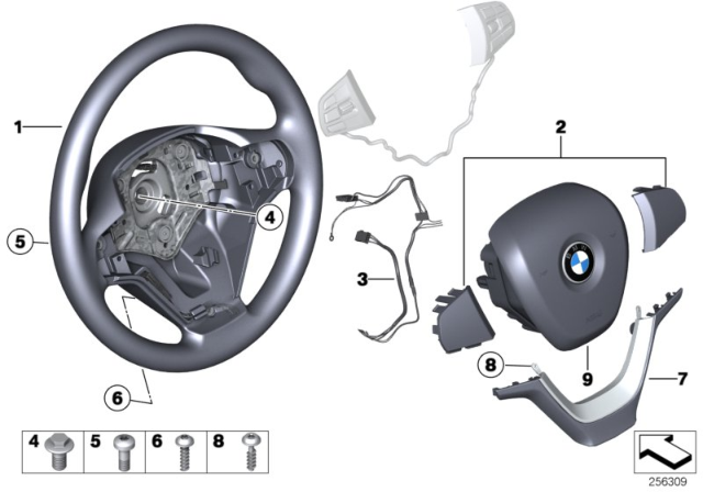 2012 BMW X3 Airbag Sports Steering Wheel Diagram