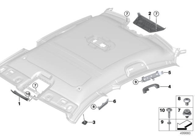 2020 BMW M850i xDrive Gran Coupe G16 Mounting Parts, Roofliner Diagram