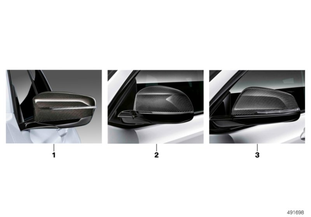 2020 BMW M760i xDrive M Performance Exterior Mirror Caps Diagram