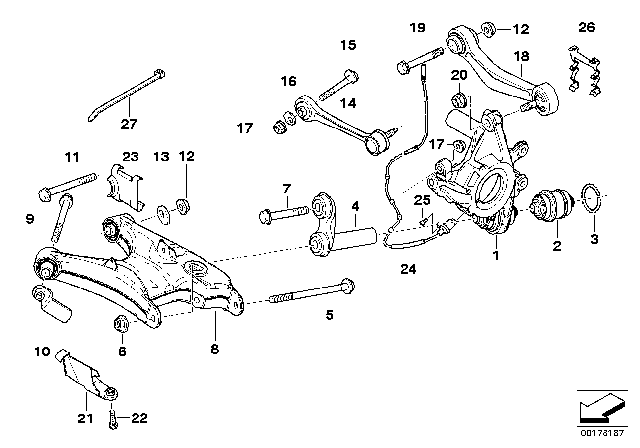 1998 BMW 540i Rear Axle Support / Wheel Suspension Diagram