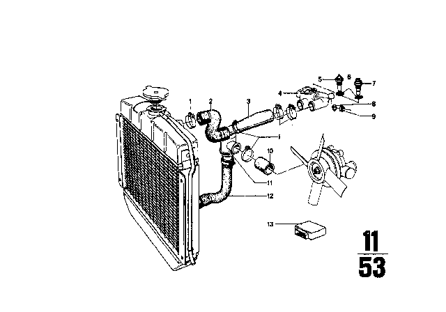 1971 BMW 2002 Cooling System - Water Hoses Diagram 2
