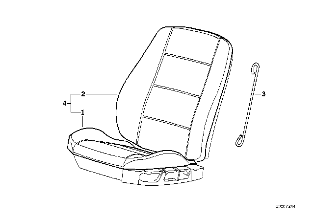 1997 BMW 318ti Cover Backrest, Imitation Leather Diagram for 52108158320