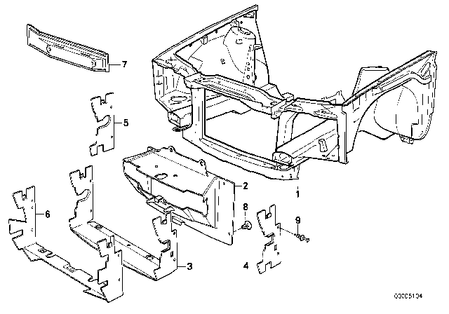1990 BMW 325is Front Body Parts Diagram 2