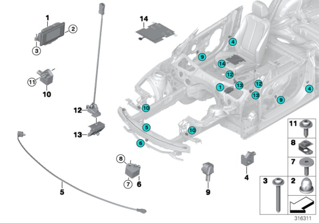 2019 BMW 230i xDrive Electric Parts, Airbag Diagram