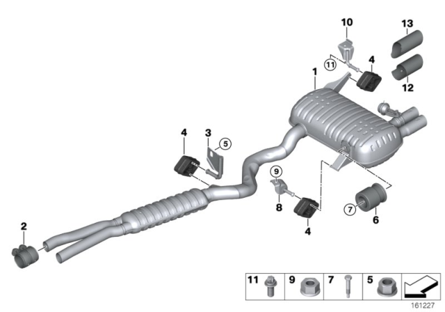 2012 BMW 328i Rear Exhaust System Diagram for 18307572670