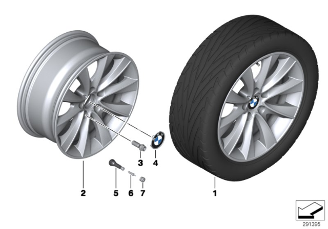 2017 BMW 650i xDrive Disc Wheel, Light Alloy, Bright-Turned Diagram for 36116851075