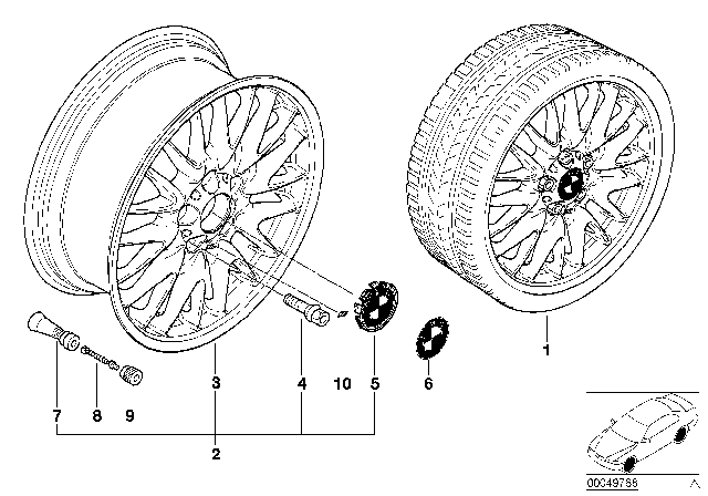 2003 BMW 330i BMW LA Wheel, V-Spoke Diagram