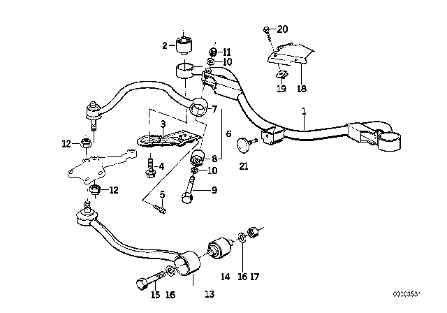 1990 BMW 750iL Front Axle Support / Wishbone Diagram
