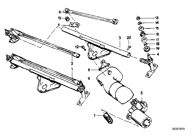 1979 BMW 528i Single Wiper Parts Diagram 2