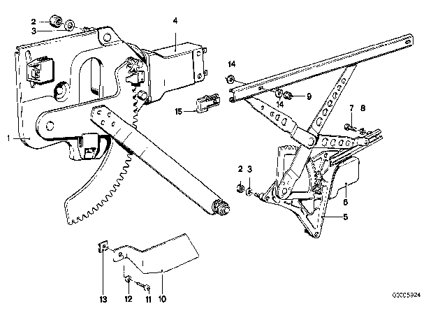 1986 BMW 735i Door Window Lifting Mechanism Diagram 2