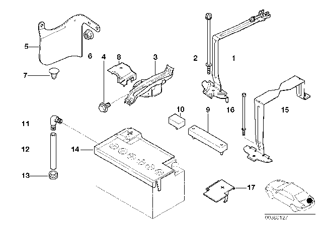 2001 BMW 325i Battery Holder And Mounting Parts Diagram