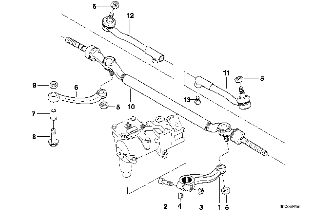 1997 BMW 740i Steering Linkage / Tie Rods Diagram