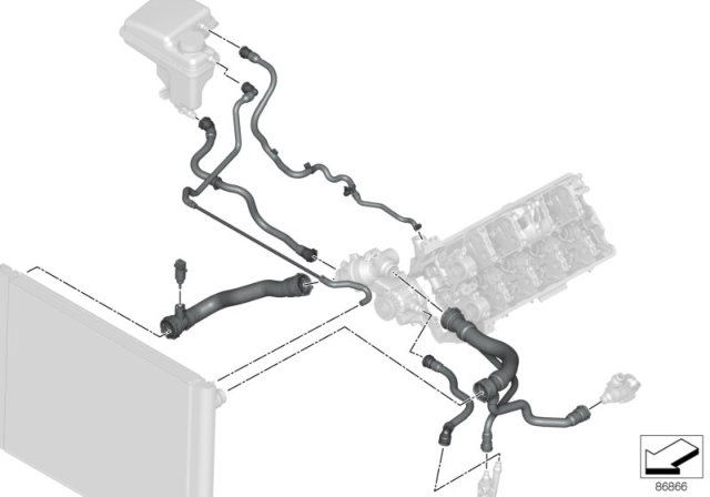 2007 BMW 750i Cooling System - Water Hoses Diagram