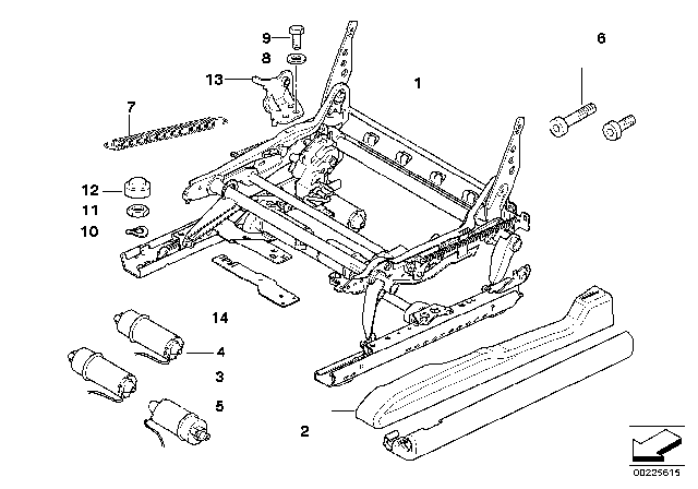 2005 BMW X3 Vertical Seat Adjuster Electric. Diagram for 52107111910