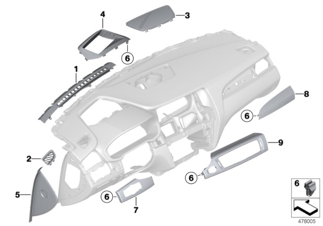 2018 BMW X4 Mounting Parts, Instrument Panel Diagram 3
