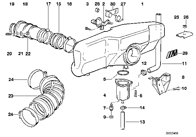1993 BMW M5 Intake Manifold System - Air Accumulator Diagram
