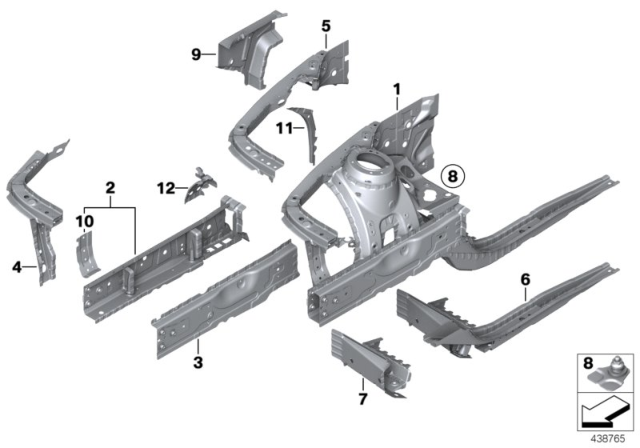 2012 BMW 335i Wheelhouse / Engine Support Diagram