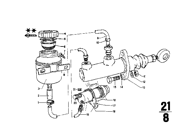 1974 BMW 2002 Repair Kit Input Cylinder Clutch Diagram for 21521102935