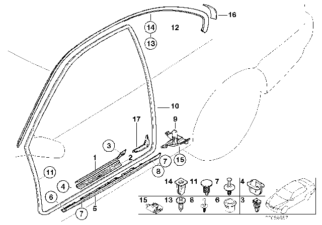 2001 BMW M3 Sill Strip Clip Diagram for 51478234047