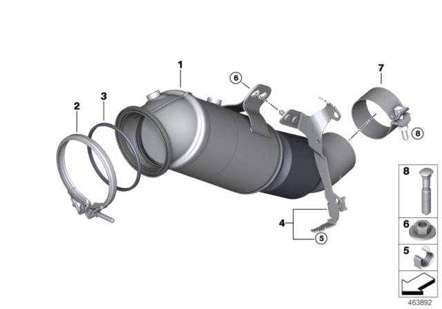 2020 BMW 740i xDrive Engine - Compartment Catalytic Converter Diagram