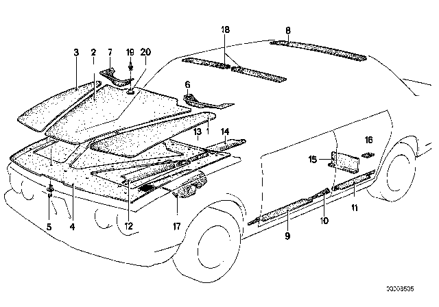 1987 BMW 528e Sound Insulating Diagram