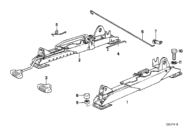 1987 BMW 325i Seat Rail Inner Left Diagram for 52101952469