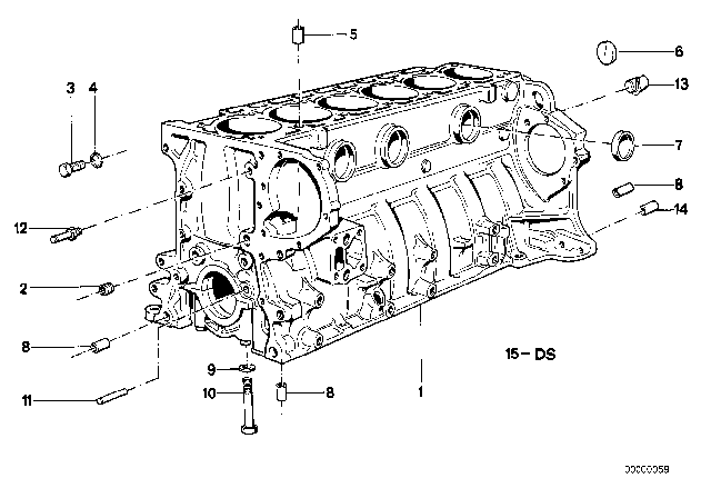 1991 BMW 535i Engine Block & Mounting Parts Diagram 1