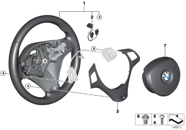2008 BMW M3 M Sports Steering Wheel, Airbag Diagram 2