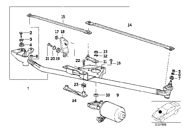 1992 BMW 325is Single Wiper Parts Diagram