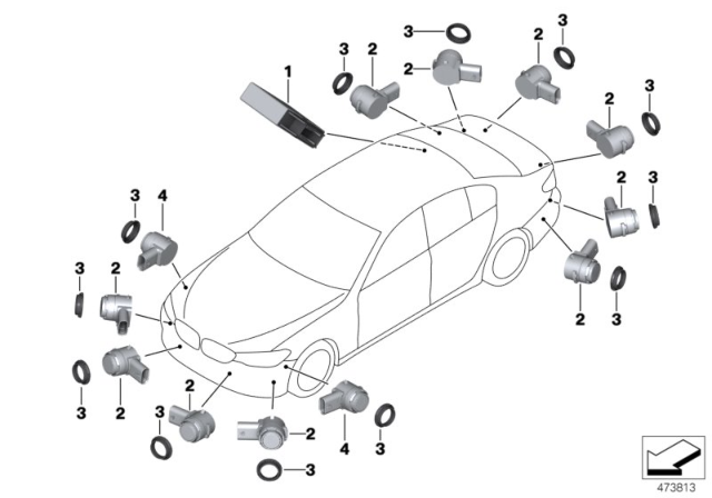 2019 BMW 540i Park Distance Control (PDC) Diagram 2