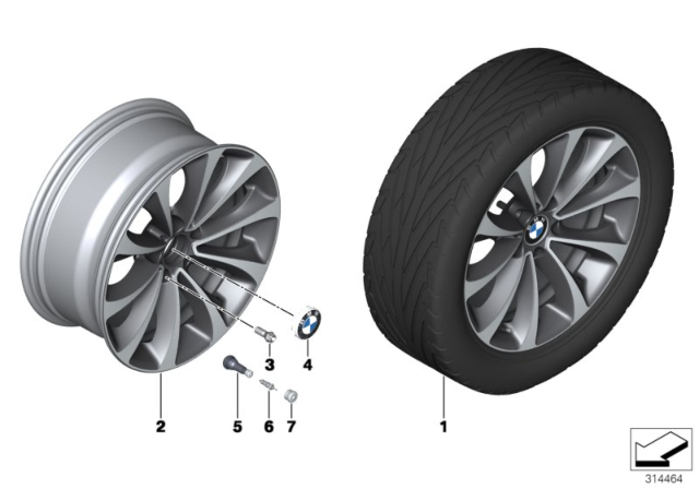 2011 BMW 750Li BMW LA Wheel, Turbine Styling Diagram 1