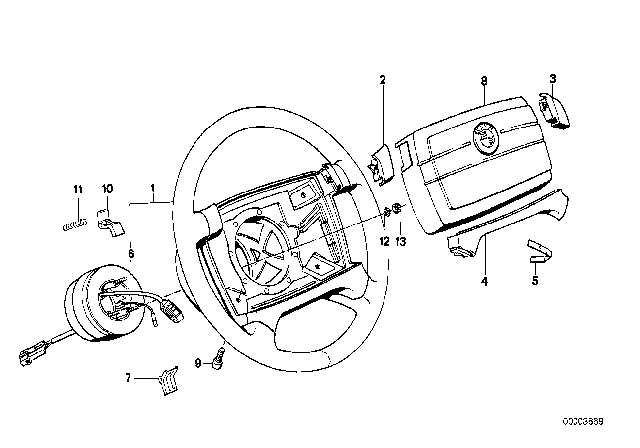 1990 BMW 735i Steering Wheel Airbag Diagram 1