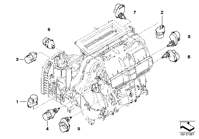 2005 BMW 645Ci Actuator, Air Distribution Flap Diagram for 64116930305