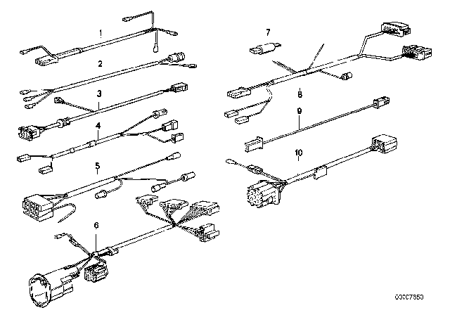 1990 BMW 325i Wiring Comfort Connection Diagram for 61121385851