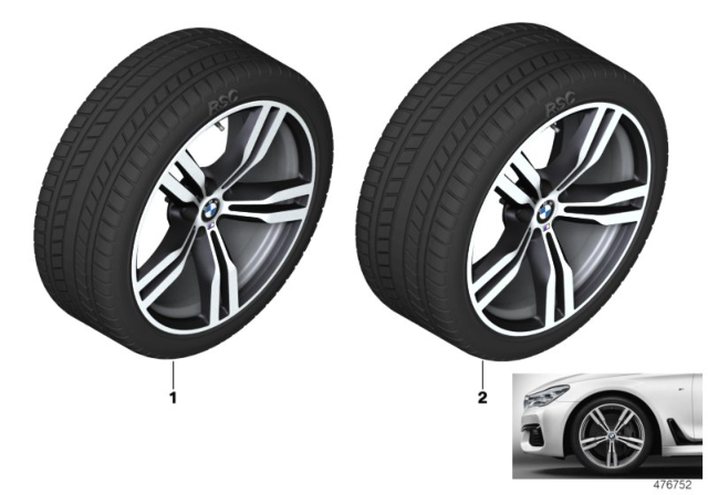 2016 BMW 740i Winter Wheel With Tire M Double Spoke Diagram 2
