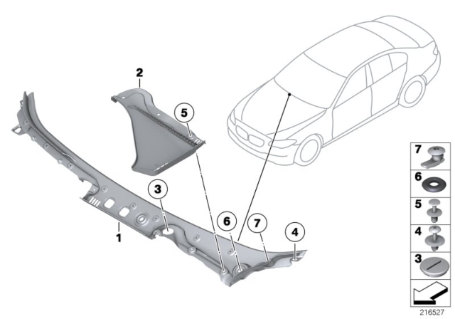 2014 BMW M5 Trim Panel, Cowl Panel Diagram