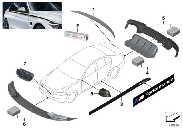 2016 BMW 550i Front Attachment, Carbon Diagram for 51192219338
