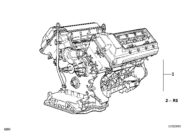 1997 BMW 540i Set Mounting Parts Short Engine Diagram for 11000008356