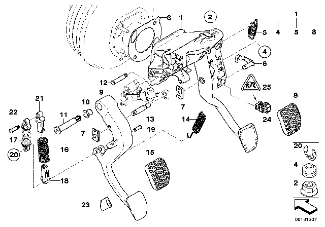 2005 BMW 645Ci Clutch Pedal Diagram for 35311161586