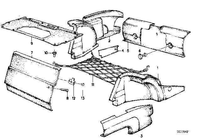 1987 BMW 528e Trunk Trim Panel Diagram 1