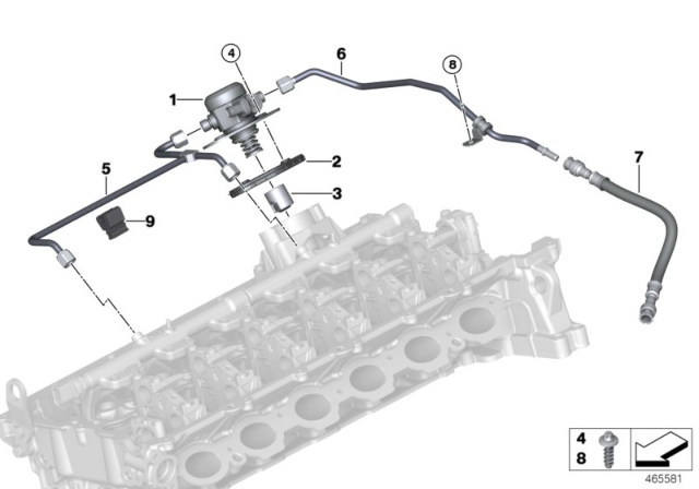 2019 BMW X4 High-Pressure Pump / Tubing Diagram