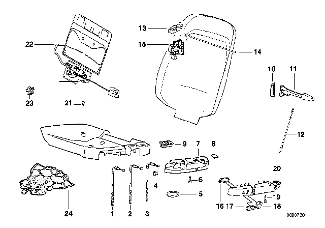 1993 BMW 325is Single Parts Of Front Seat Controls Diagram 1